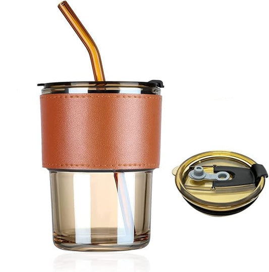 🥤 Celestick Glass Reusable Sipper Bottle with Leather Sleeve